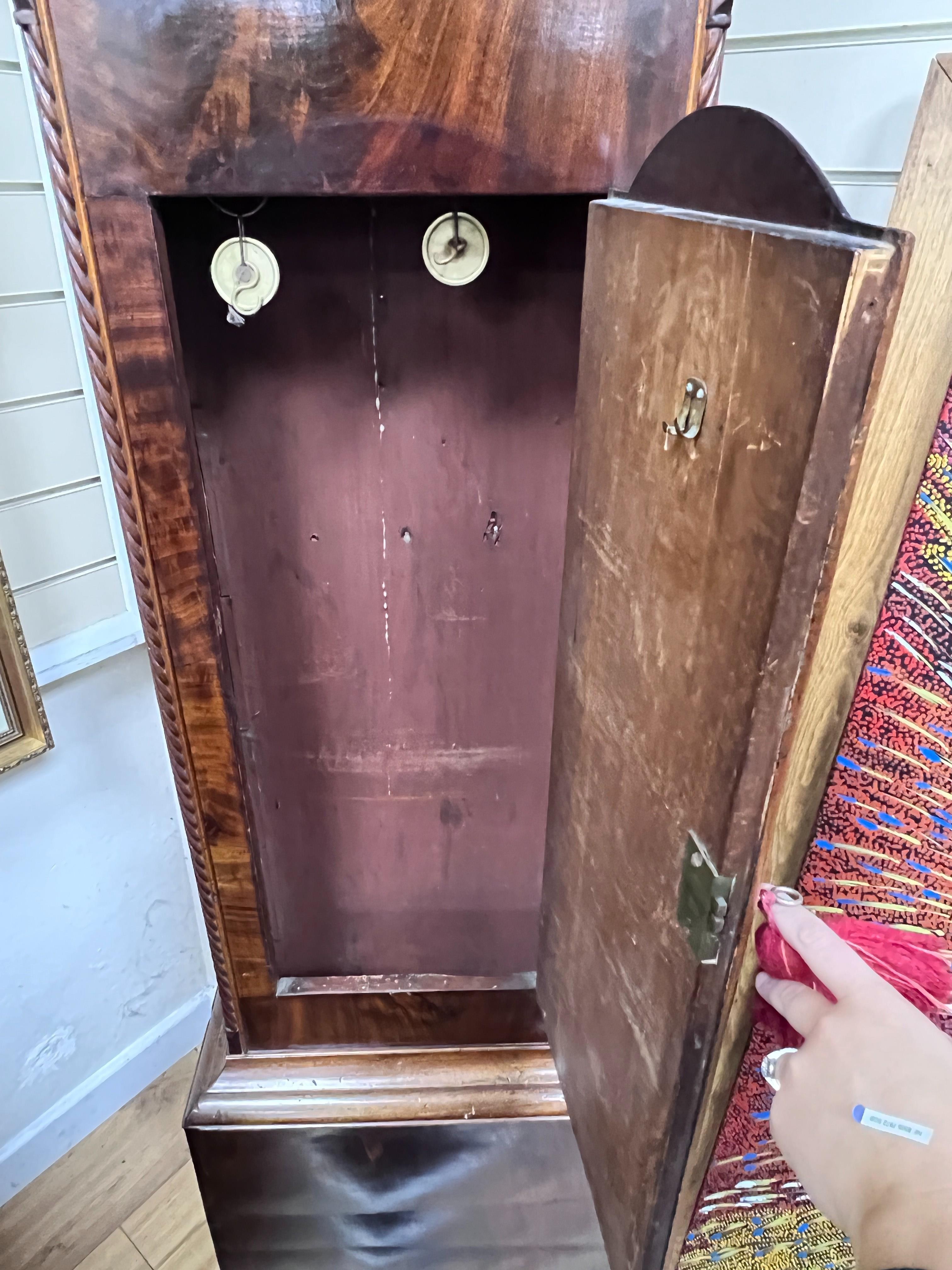 A George IV / William IV Irish mahogany longcase clock, the circular brass dial marked Johnson of Dublin, height 204cm